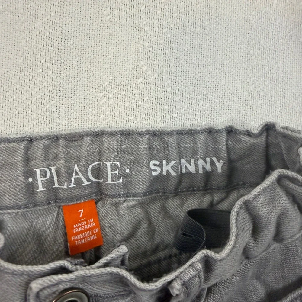 The Children's Place Boys Skinny Jeans Gray Adjustable Waist Size 7 Denim Pants